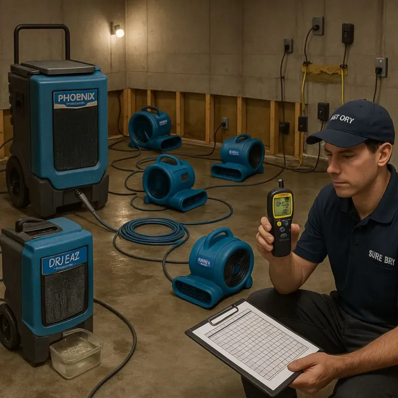 Structural Drying and Dehumidification process in Pikesville, MD